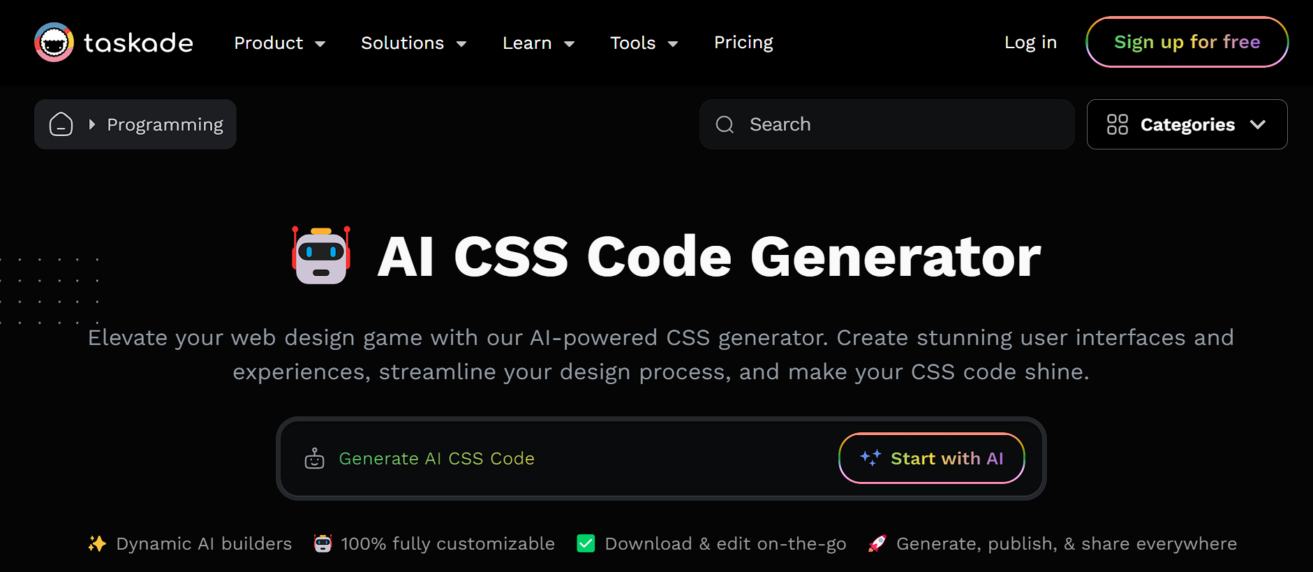 Taskade AI CSS Code Generator