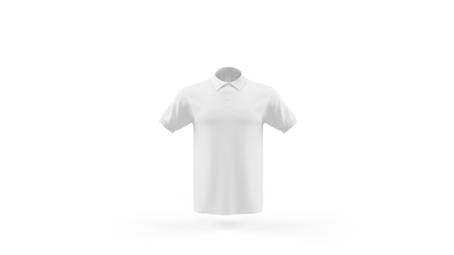 White polo shirt mockup template isolated, front view