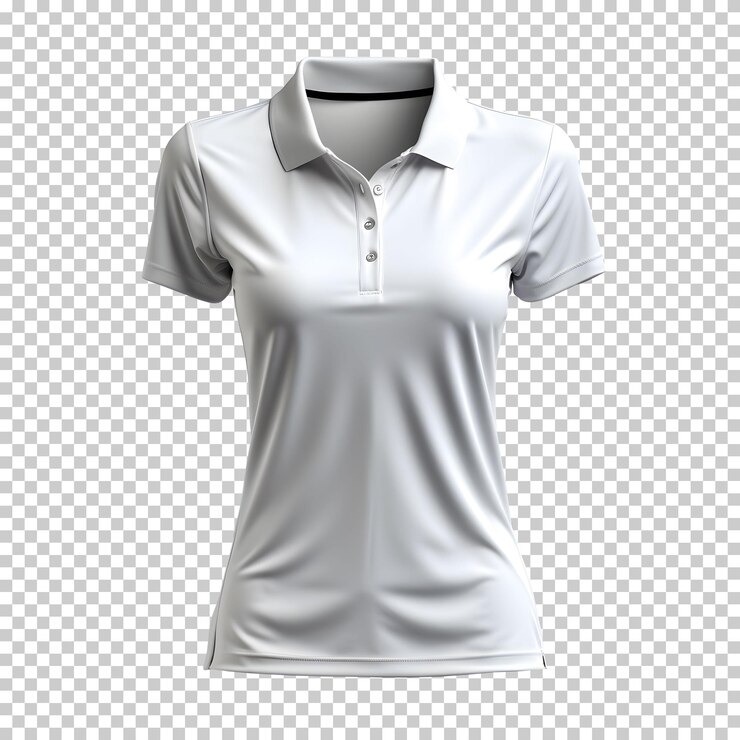 Woman white polo shirt isolated on background

