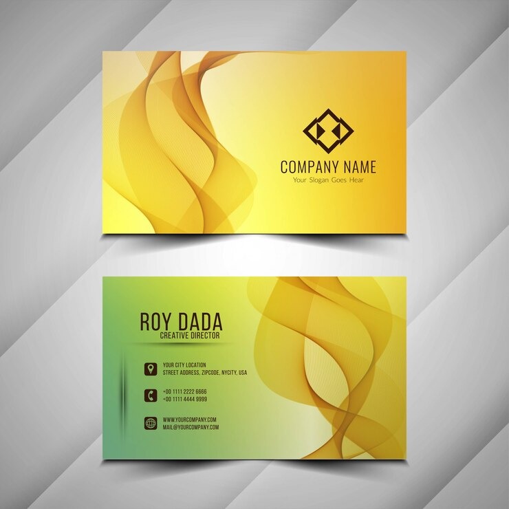 Abstract modern wavy business card template 