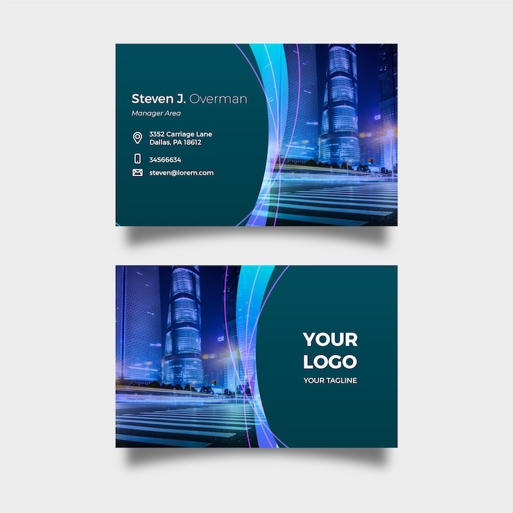 Abstract Oil business card template with photo