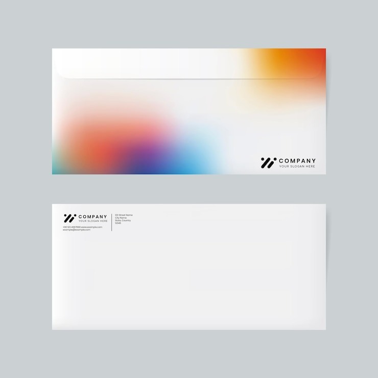 Corporate identity envelope mockup psd in gradient colors for tech company