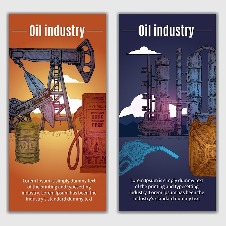 Oil industry banners illustration 