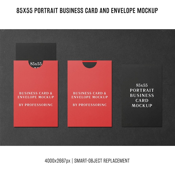 Portrait business card mockup 