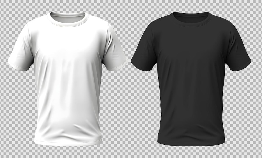 white and black tshirt front view