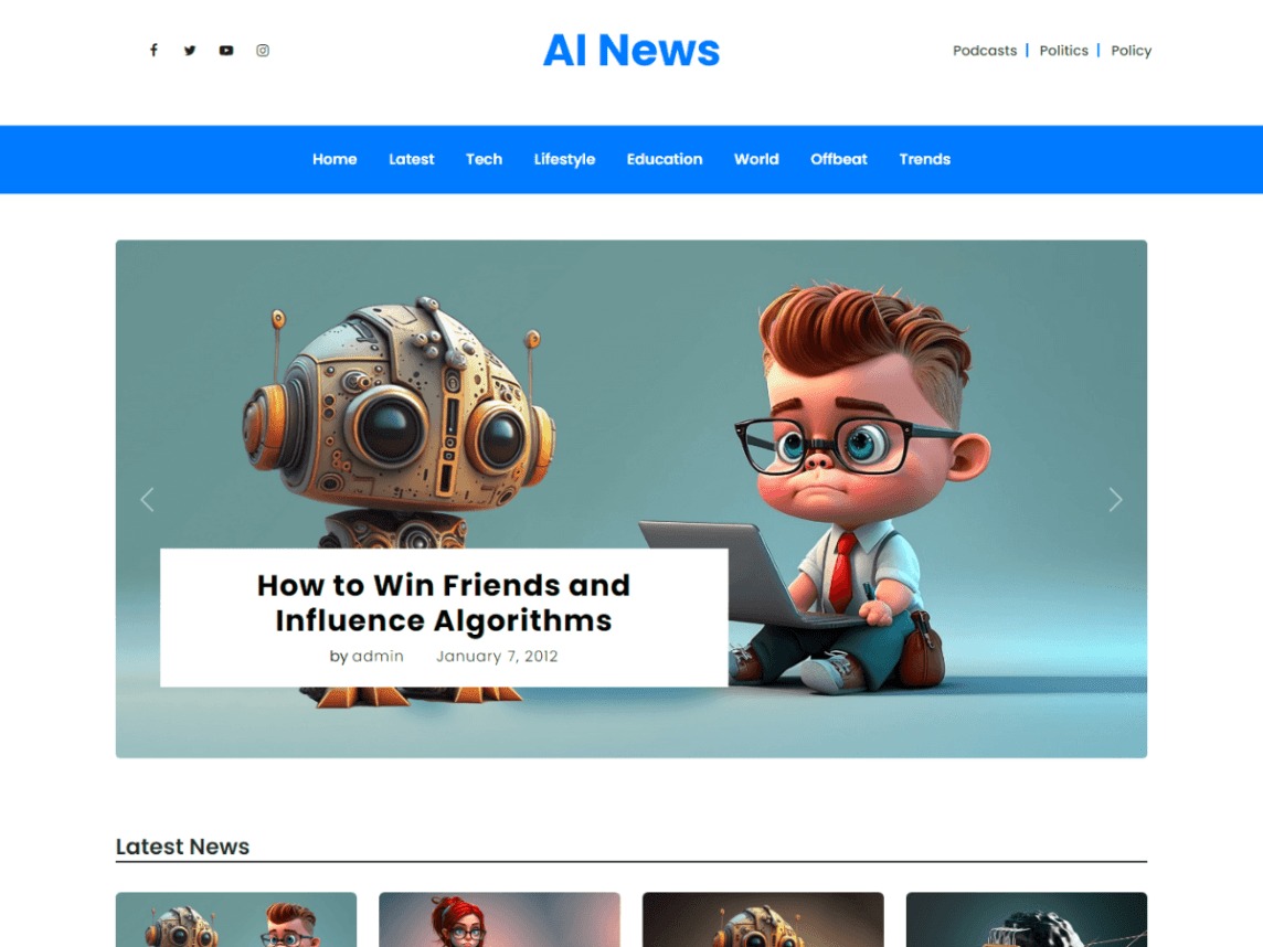 Free Ai News WordPress Theme