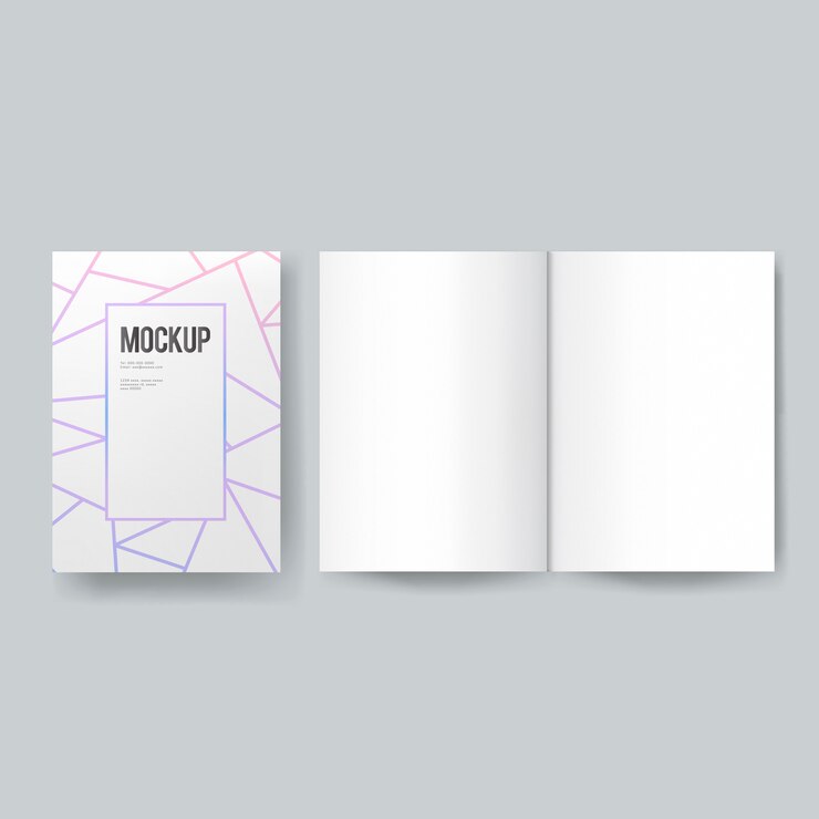 Blank book or magazine template mockup