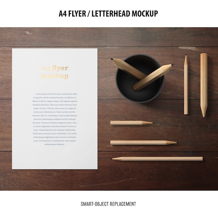 A4 Letterhead Mockup PSD Free Download
